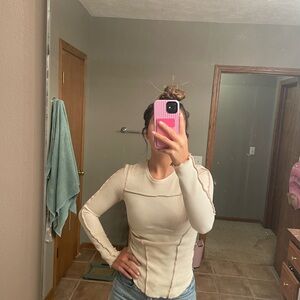 Urban Outfitters Cream Long Sleeve Bodysuit